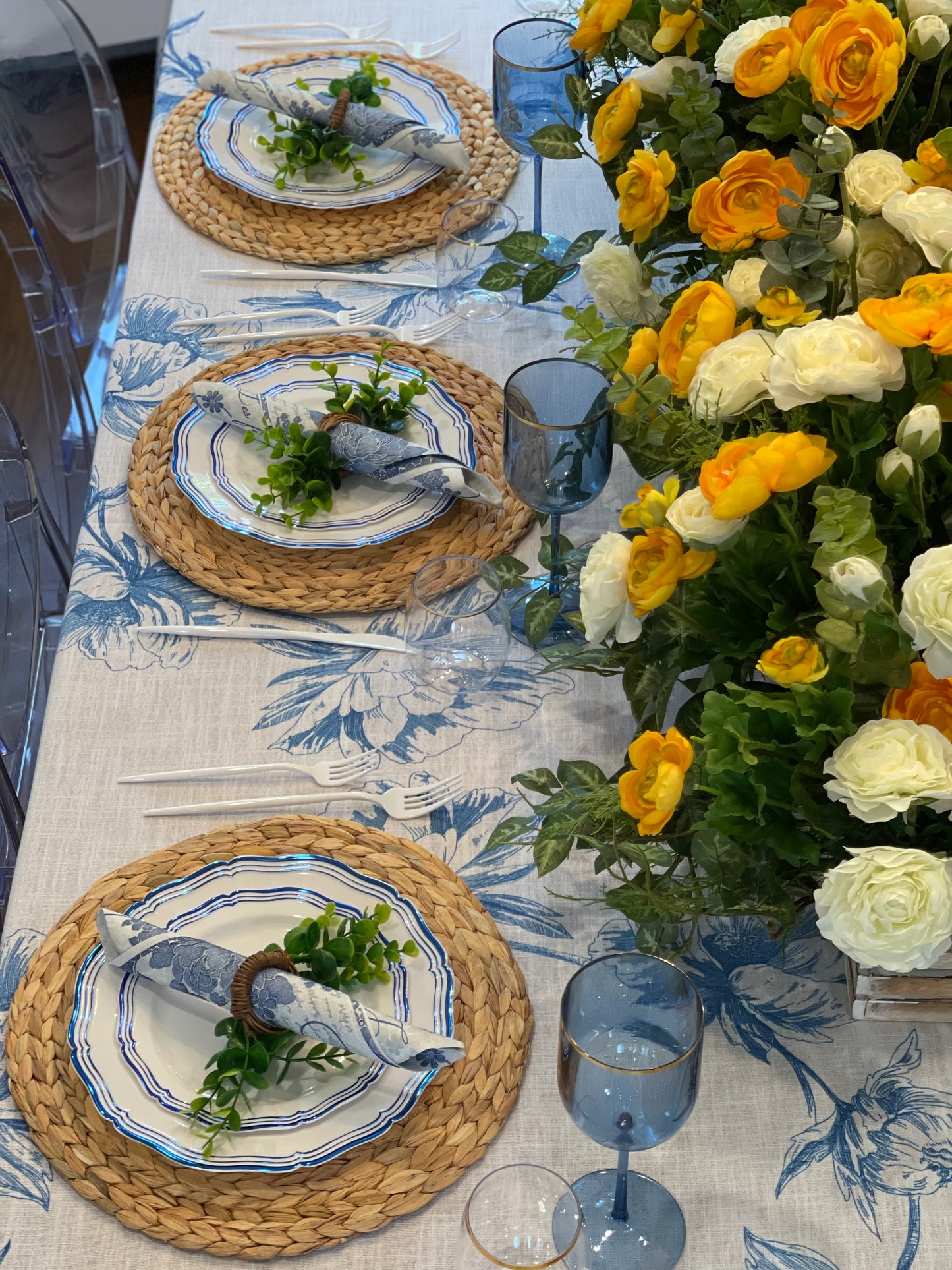 Blue Flower Diamond Linen- Pre Order
