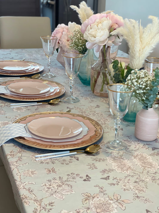 Blue Toile Velvet Tablecloth