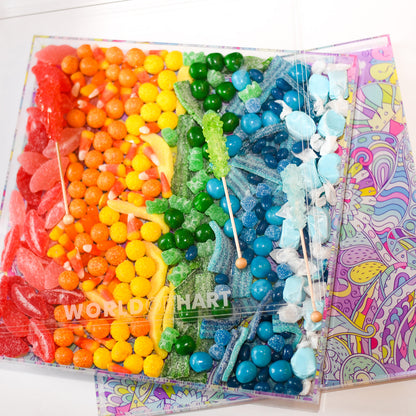 Square printed tray size large