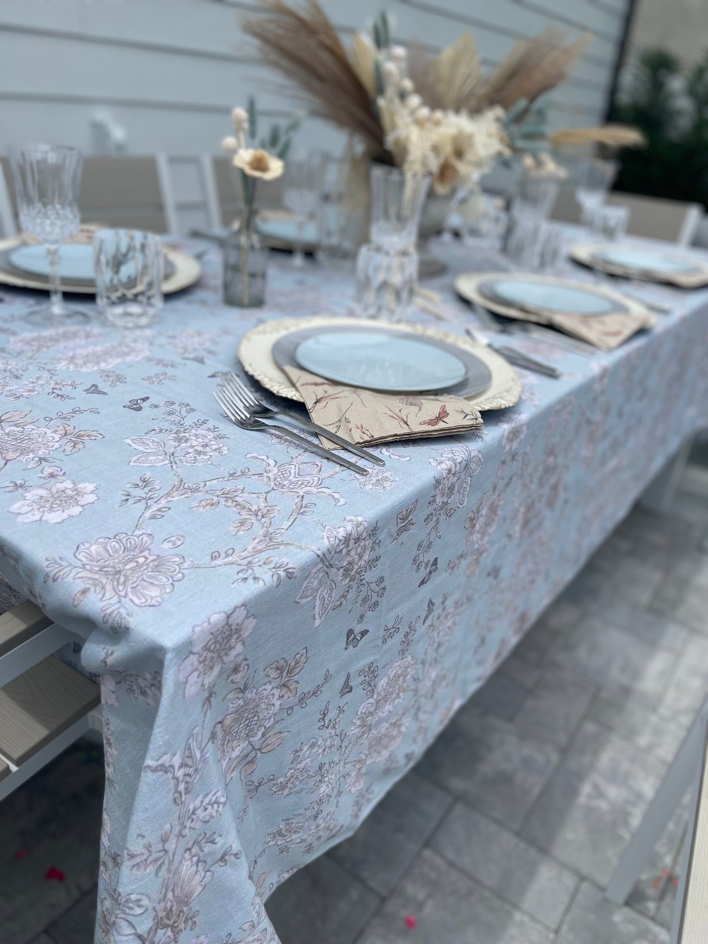 Soft Blue Vintage Toile LINEN