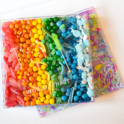 Square printed tray size large
