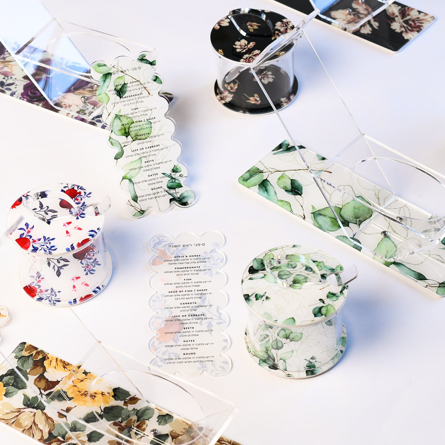 Green Leafy Simanim Cards 6pcs/pkg