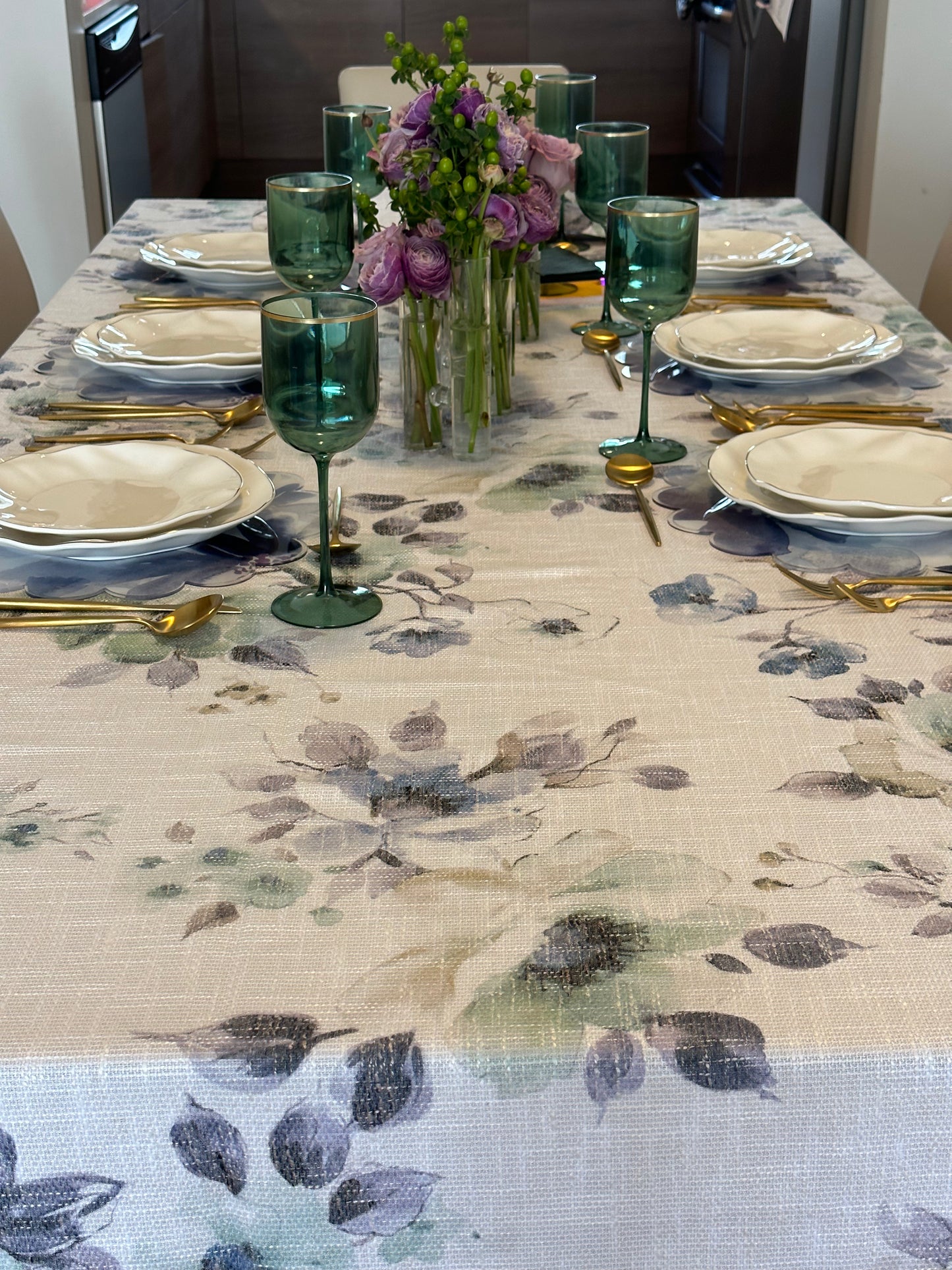 Lavender X Green Watercolor Burlap