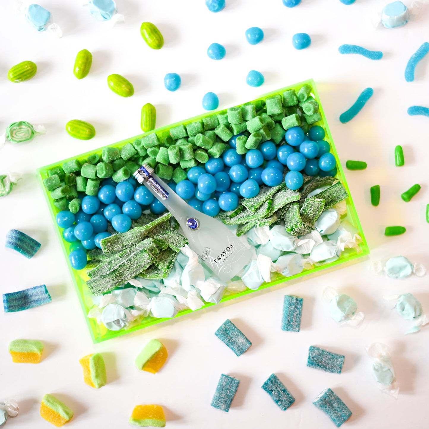 Candy Tray with mini alcohol in middle