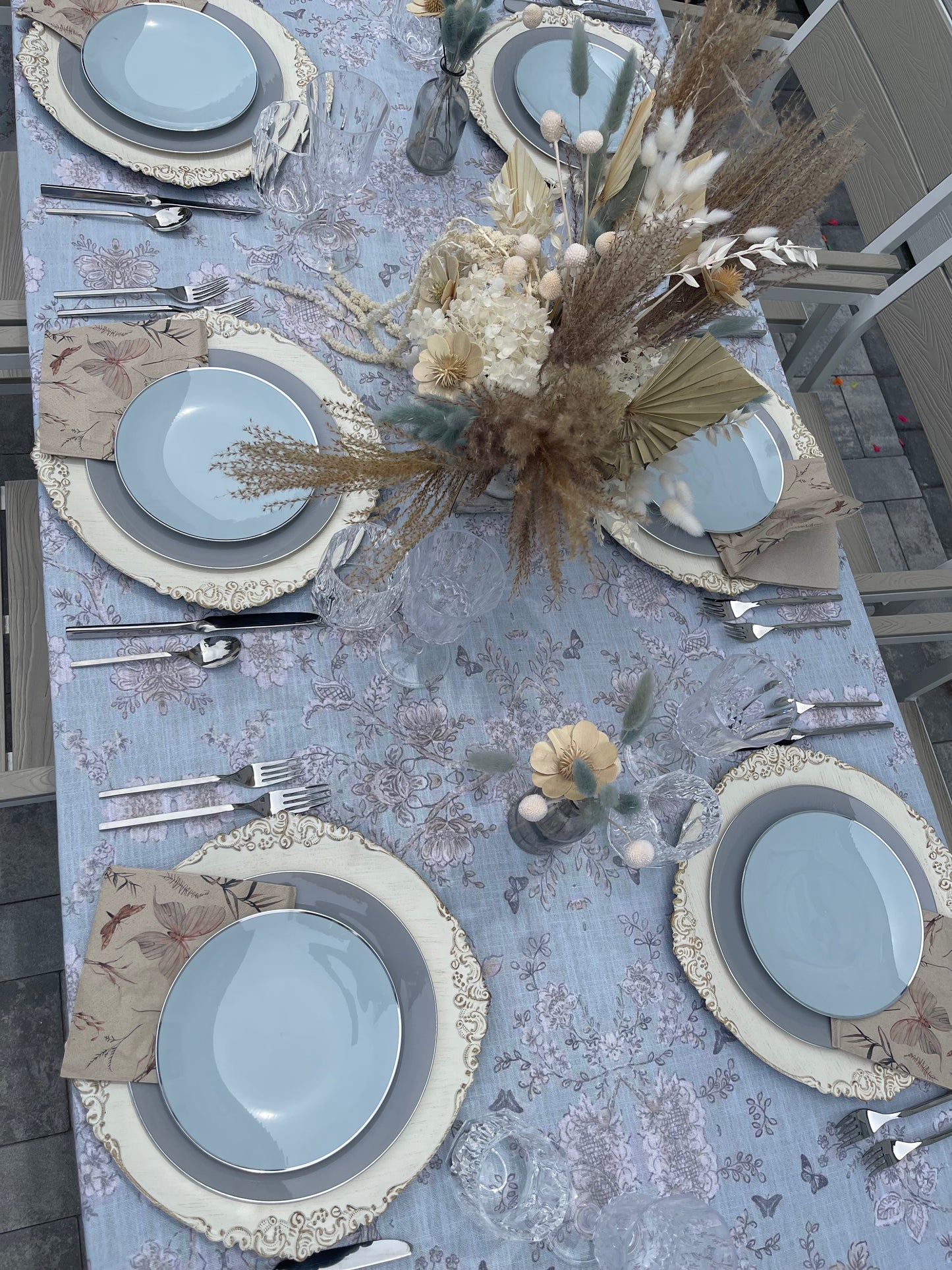 Soft Blue Vintage Toile LINEN