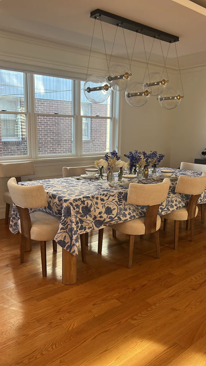 Blue Floral Burlap