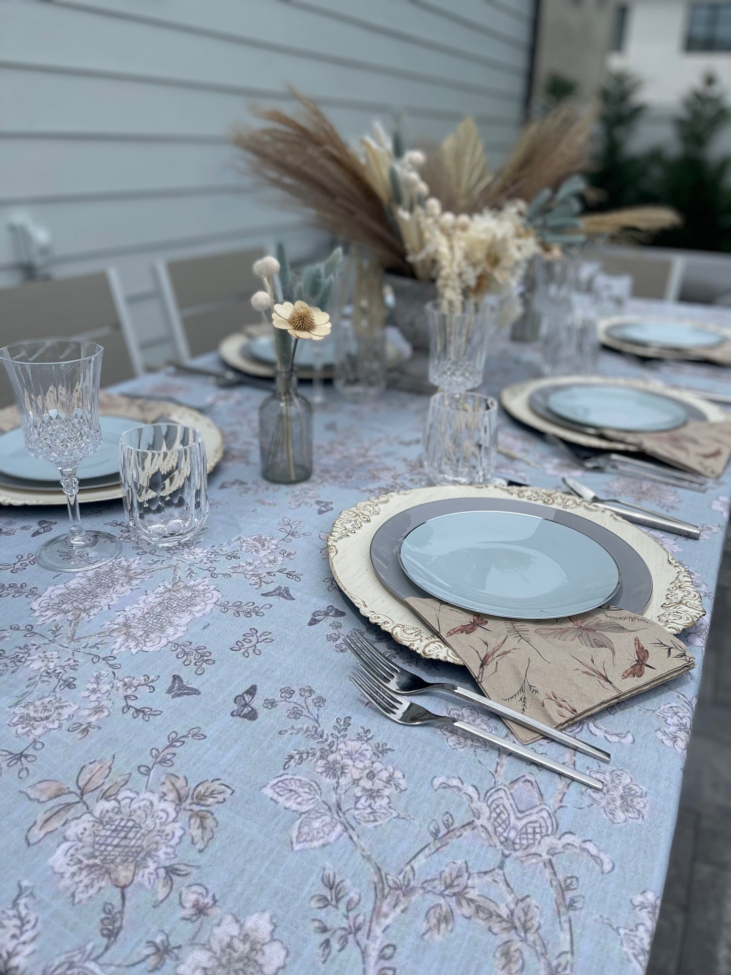 Soft Blue Vintage Toile LINEN