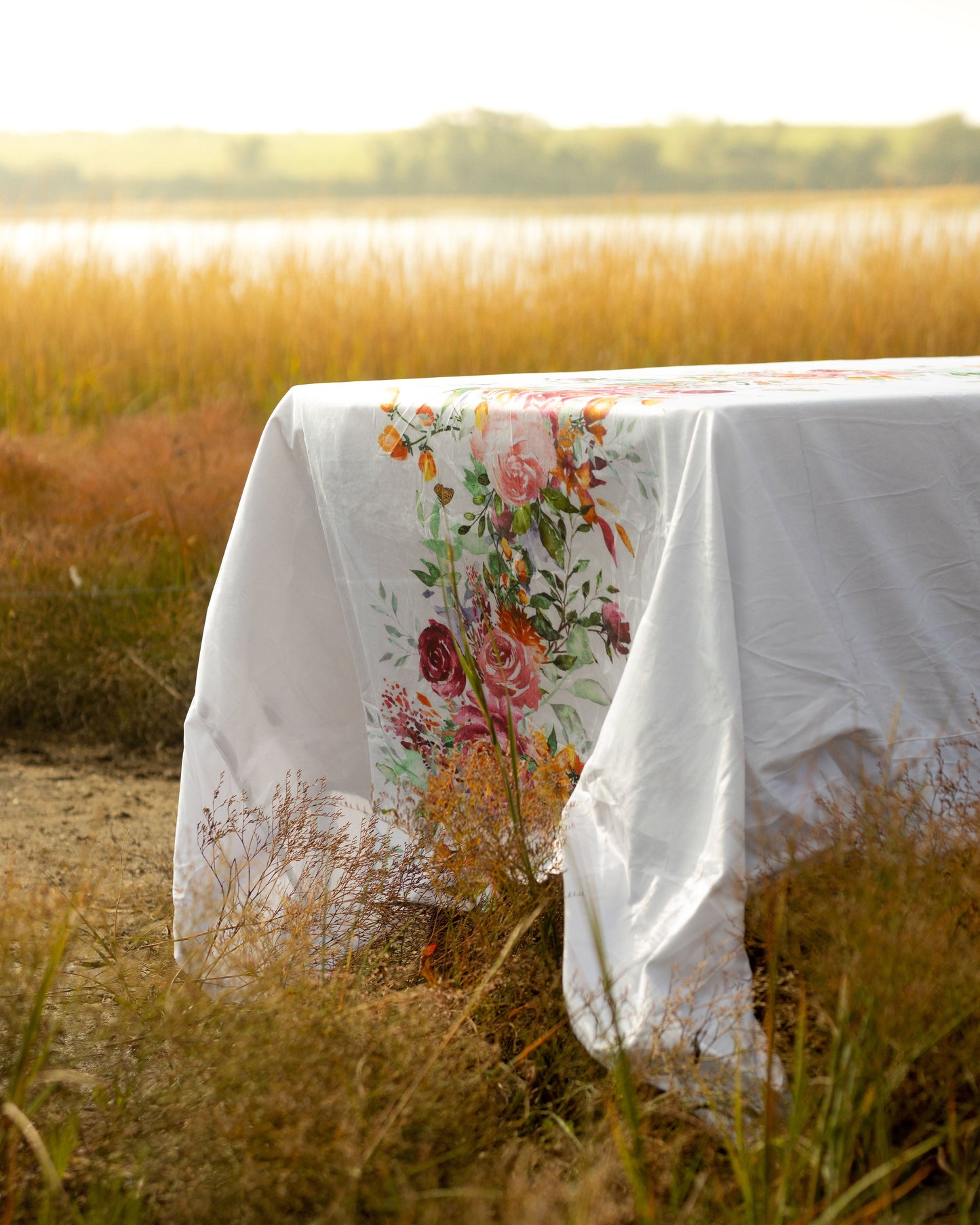 Vibrant Roses Velvet Tablecloth