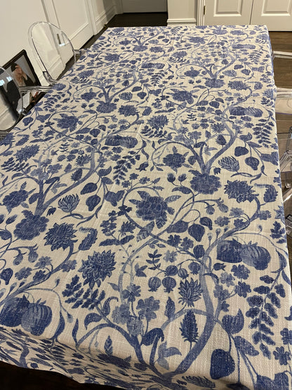 Blue Floral Burlap