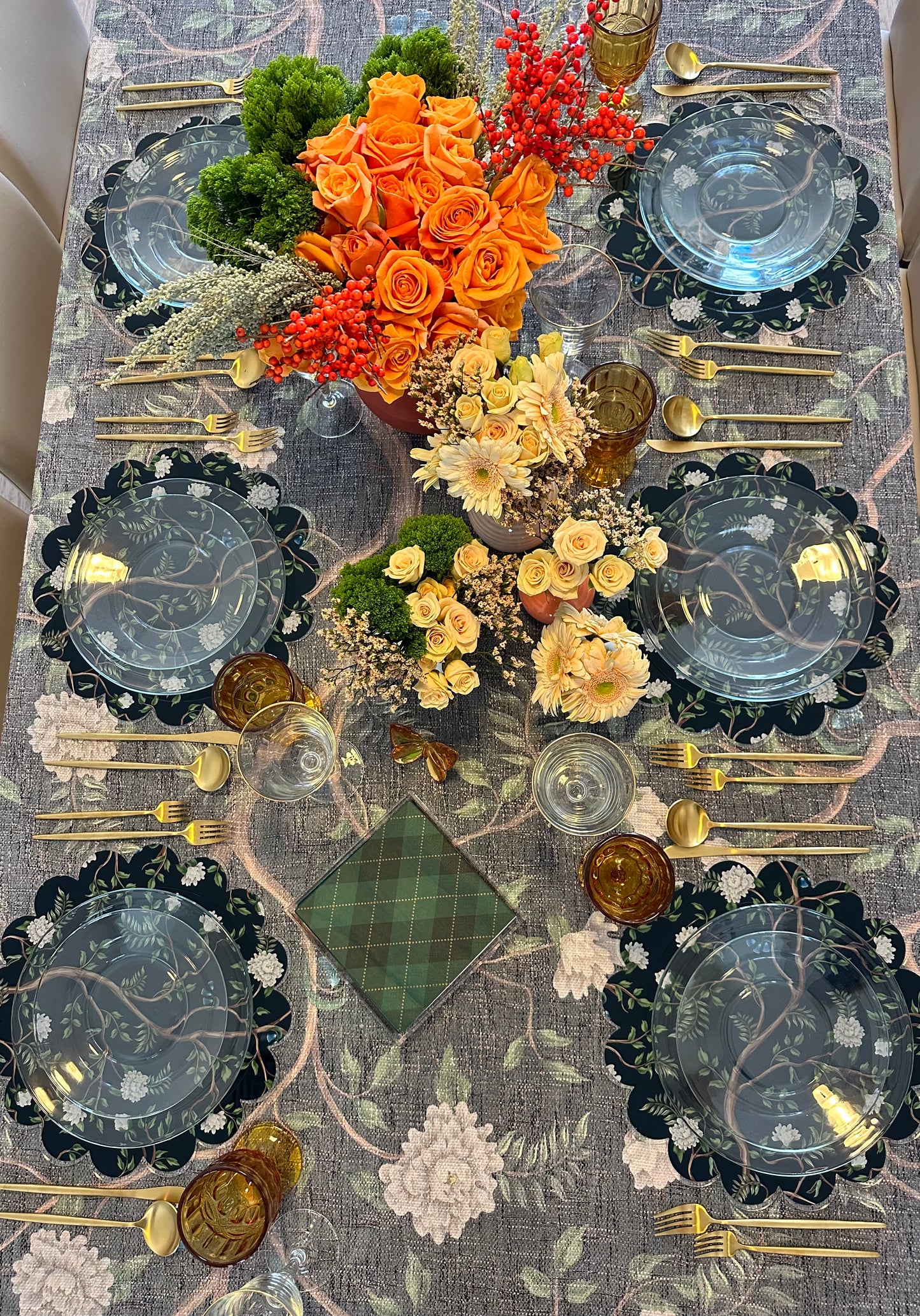 Black Chinoiserie Burlap