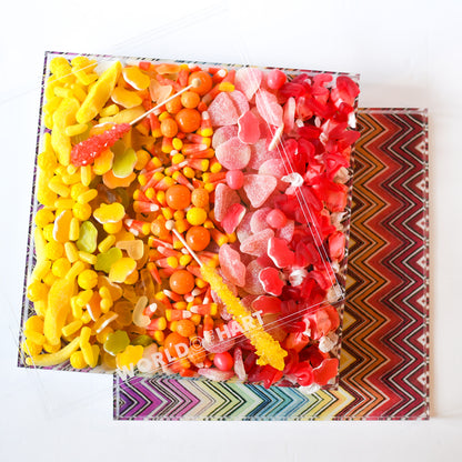 Square printed tray size large